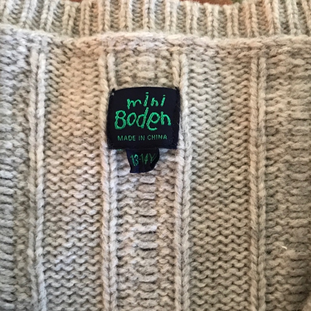 Mini  Boden Girls Cable Knit Cardigan Sweater Size 13/14 Y - Picture 3 of 4